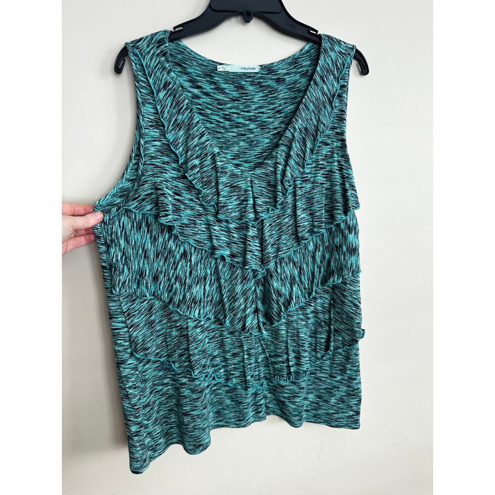 Maurices XL Teal Ruffle Layered Tank Top Sleeveless Stretch - Picture 2 of 7